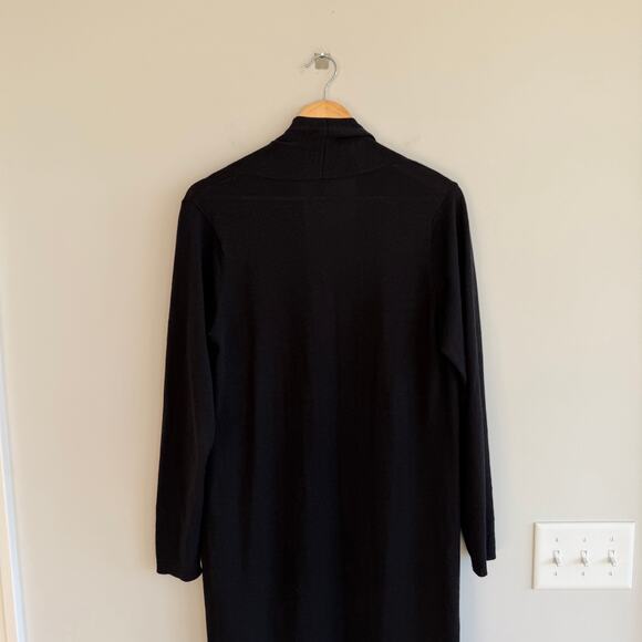 Eileen Fisher 100% Wol Open Duster Cardigan Black M - Picture 8 of 8